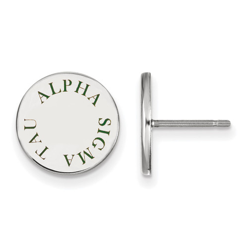 Sterling Silver Alpha Sigma Tau Enamel Post Earrings by LogoArt (SS020ALS)