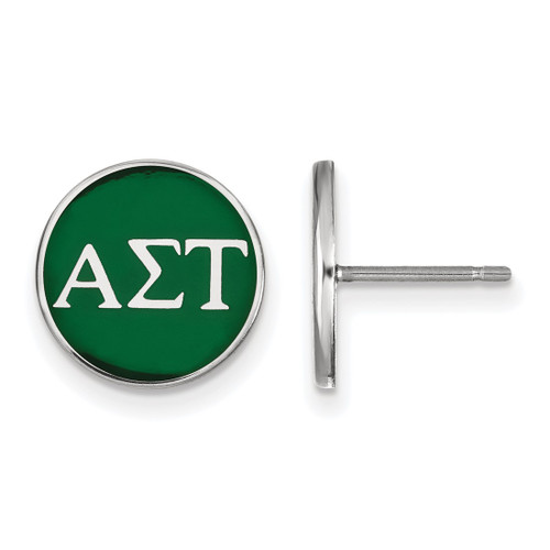 Sterling Silver Alpha Sigma Tau Enamel Post Earrings by LogoArt (SS031ALS)