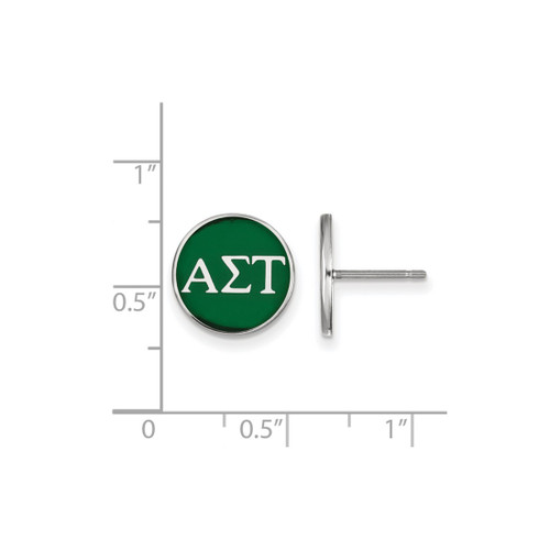 Sterling Silver Alpha Sigma Tau Enamel Post Earrings by LogoArt (SS031ALS)