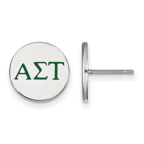 Sterling Silver Alpha Sigma Tau Enamel Post Earrings by LogoArt (SS032ALS)