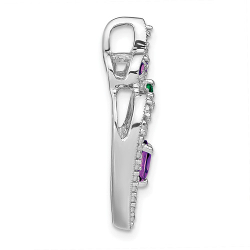 Sterling Silver Amethyst & Lab-Created Emerald Pendant