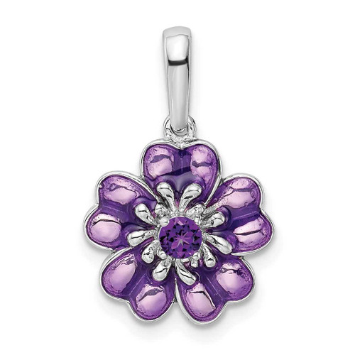 Image of Sterling Silver Amethyst and Enamel Pendant QC9321