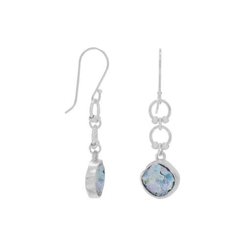 Image of Sterling Silver Ancient Roman Glass Drop Earrings on French Wire