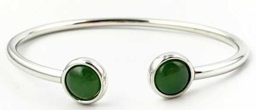 Image of Sterling Silver and Genuine Natural Nephrite Jade Cuff Bracelet