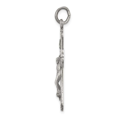 Image of Sterling Silver Antiqued & Brushed Inri Crucifix Pendant QC8329