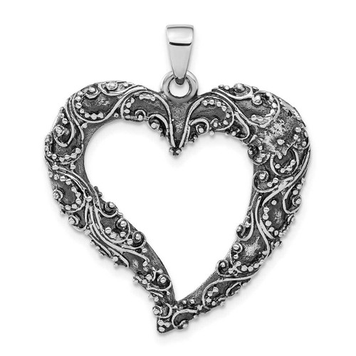 Image of Sterling Silver Antiqued & Polished Heart Pendant