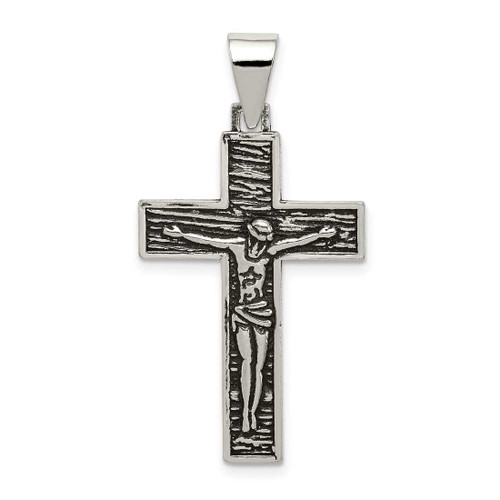 Image of Sterling Silver Antiqued & Textured Crucifix Pendant