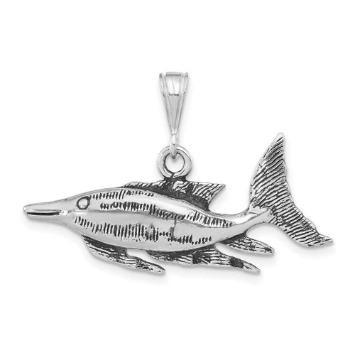 Image of Sterling Silver Antiqued & Textured Fish Pendant