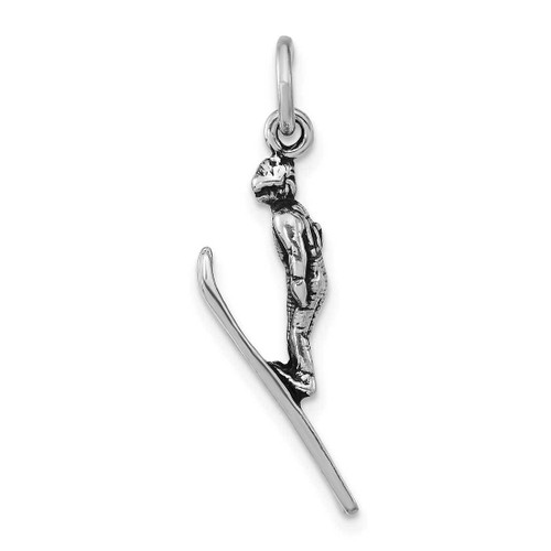 Image of Sterling Silver Antiqued 3-D Skier Charm