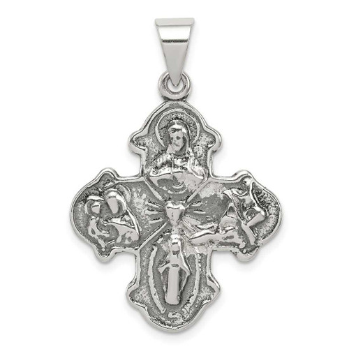 Image of Sterling Silver Antiqued 4-Way Medal Pendant