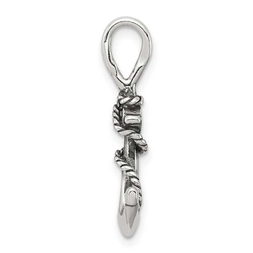 Image of Sterling Silver Antiqued Anchor & Rope Pendant QC4970