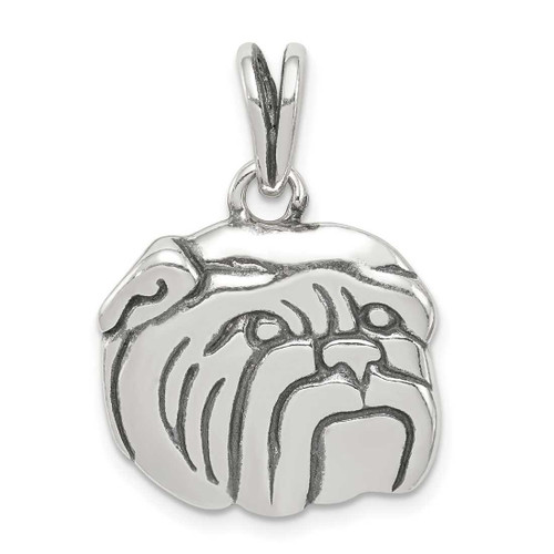 Image of Sterling Silver Antiqued Bulldog Pendant QC4124