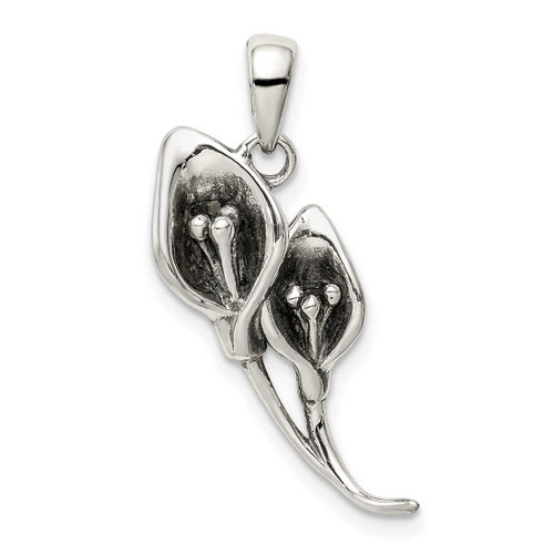 Image of Sterling Silver Antiqued Calla Lily Pendant