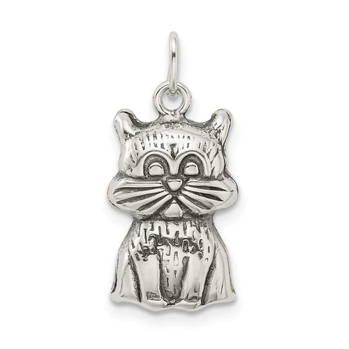 Image of Sterling Silver Antiqued Cat Charm QC9310