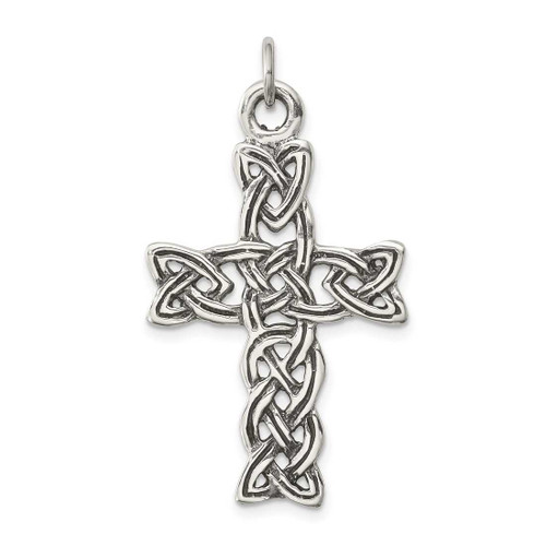 Image of Sterling Silver Antiqued Celtic Cross Pendant QC3277