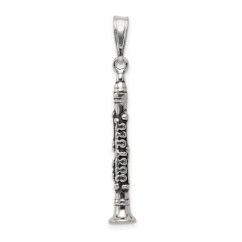 Image of Sterling Silver Antiqued Clarinet Pendant QC3765