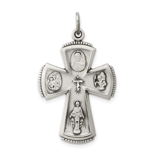 Image of Sterling Silver Antiqued Cross Pendant QC3467