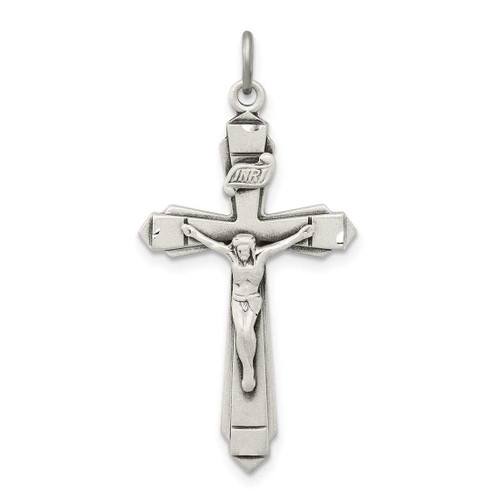 Image of Sterling Silver Antiqued Crucifix Pendant QC3402