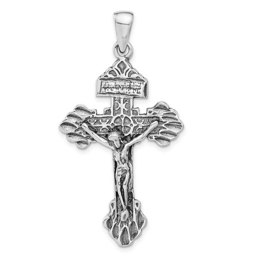 Image of Sterling Silver Antiqued Crucifix Pendant QC5415