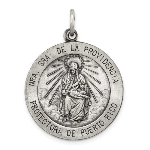 Image of Sterling Silver Antiqued De La Providencia Medal Charm QC5589