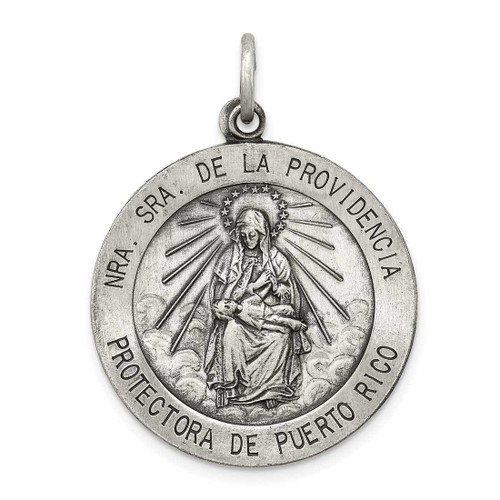 Image of Sterling Silver Antiqued De La Providencia Medal Charm QC5590