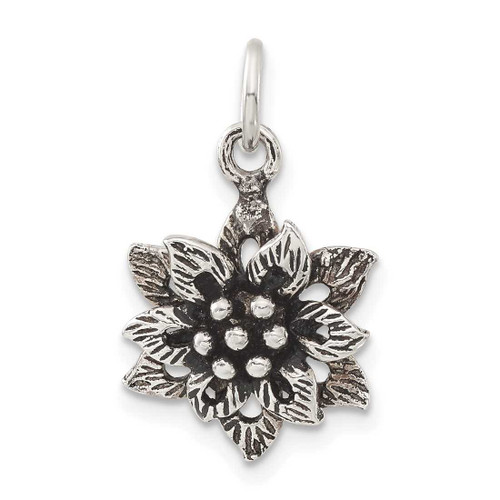 Image of Sterling Silver Antiqued Flower Charm QC9241