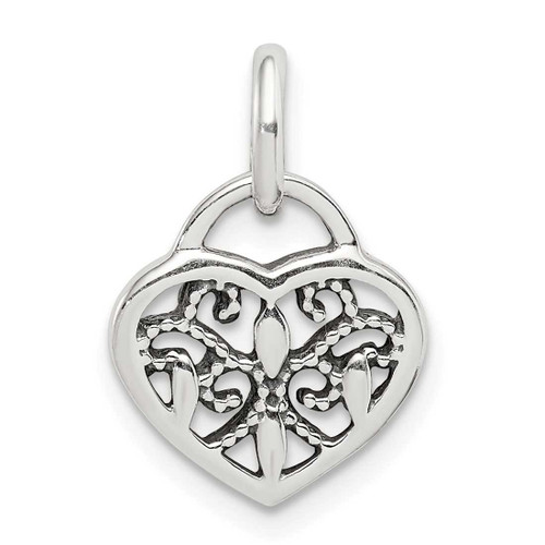 Image of Sterling Silver Antiqued Heart Pendant QC9462