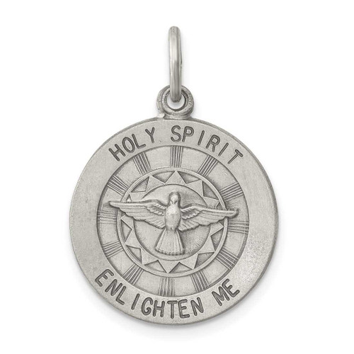 Image of Sterling Silver Antiqued Holy Spirit Enlighten Me Medal Charm
