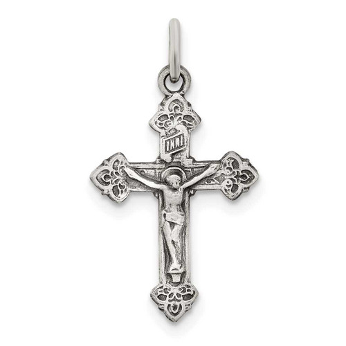 Image of Sterling Silver Antiqued Inri Crucifix Pendant QC3408