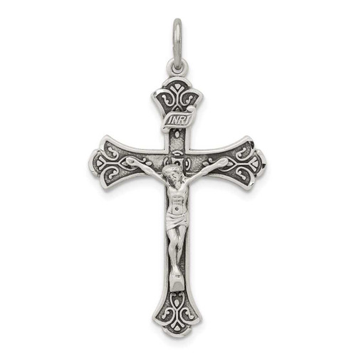 Image of Sterling Silver Antiqued Inri Crucifix Pendant QC3418