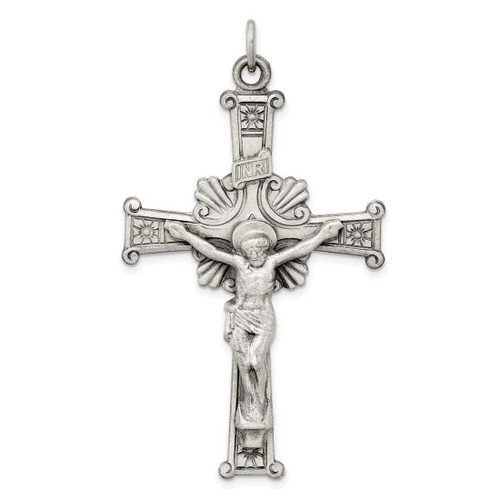 Image of Sterling Silver Antiqued Inri Crucifix Pendant QC3429