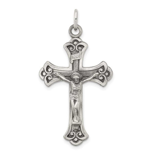 Image of Sterling Silver Antiqued Inri Crucifix Pendant QC449