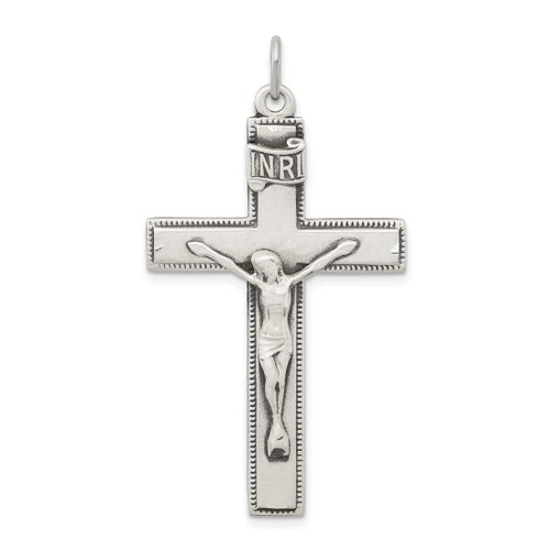 Image of Sterling Silver Antiqued Inri Crucifix Pendant QC5436