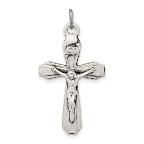 Image of Sterling Silver Antiqued Inri Crucifix Pendant QC5437