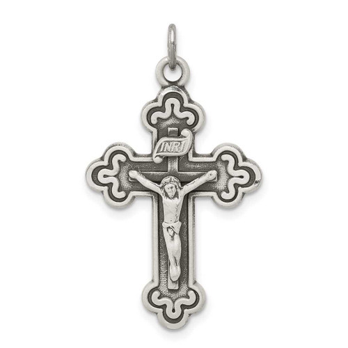 Image of Sterling Silver Antiqued Inri Crucifix Pendant QC5438