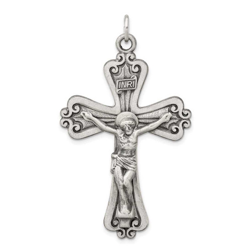 Image of Sterling Silver Antiqued Inri Crucifix Pendant QC5445