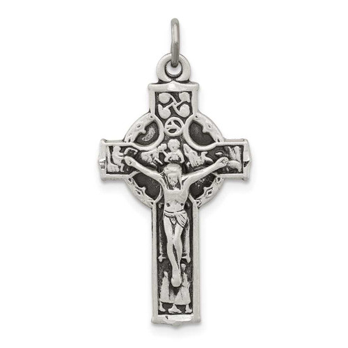 Image of Sterling Silver Antiqued Irish 4-Way Inri Crucifix Cross Pendant