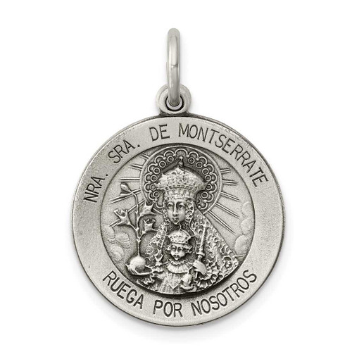 Image of Sterling Silver Antiqued Lady Of Montserrat Medal Charm