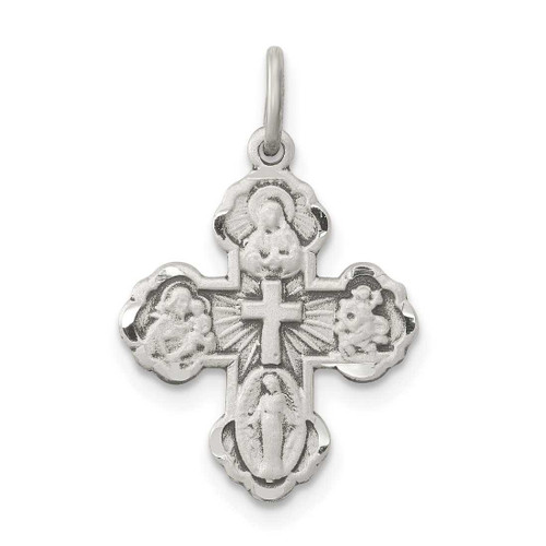 Image of Sterling Silver Antiqued Mini 4-Way Medal Cross Pendant