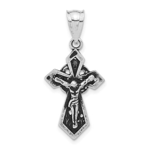 Image of Sterling Silver Antiqued Mini INRI Crucifix Pendant QC8304