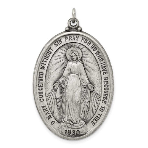Image of Sterling Silver Antiqued Miraculous Medal Charm QC3493