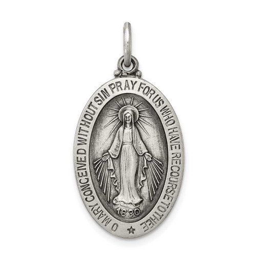 Image of Sterling Silver Antiqued Miraculous Medal Charm QC457