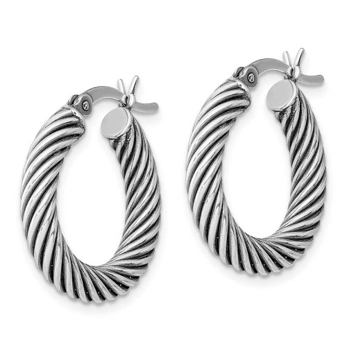 Image of 14mm Sterling Silver Antiqued Open Twist Hoop Earrings QE6728