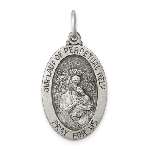 Image of Sterling Silver Antiqued Our Lady Of Perpetual Help Medal Charm