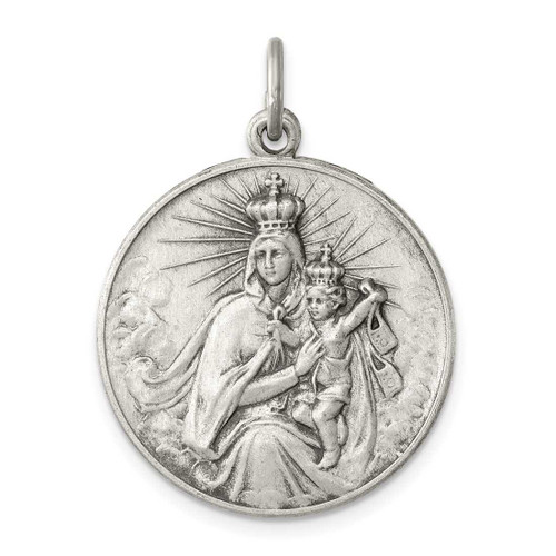 Image of Sterling Silver Antiqued Our Lady Of The Holy Scapular Medal Charm