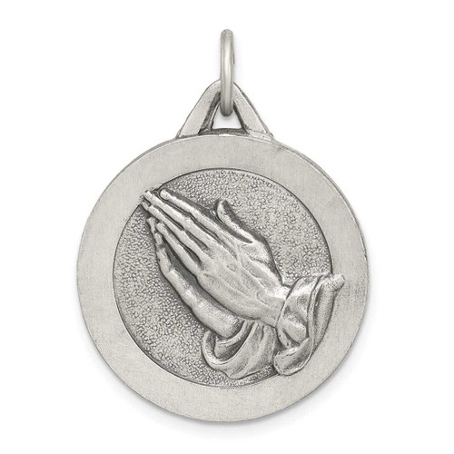 Image of Sterling Silver Antiqued Praying Hands Pendant QC5801