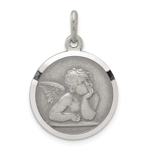 Image of Sterling Silver Antiqued Raphael Angel Charm QC3636