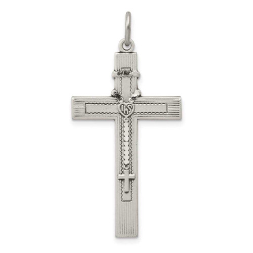 Image of Sterling Silver Antiqued Rosary Cross Pendant