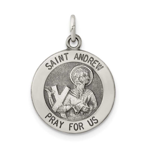 Image of Sterling Silver Antiqued Saint Andrew Medal Charm QC5710