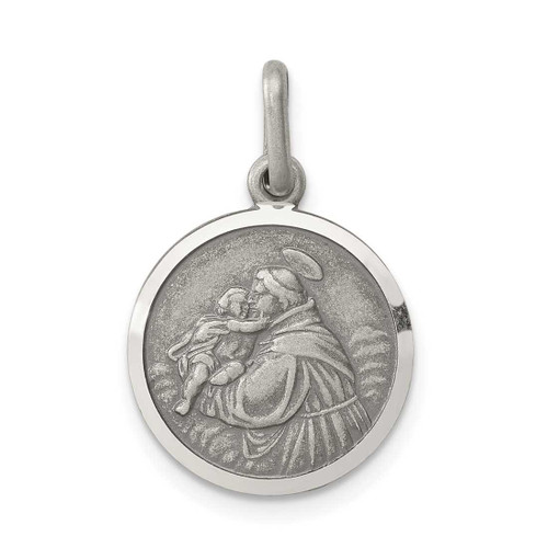 Image of Sterling Silver Antiqued Saint Anthony Medal Charm QC3576